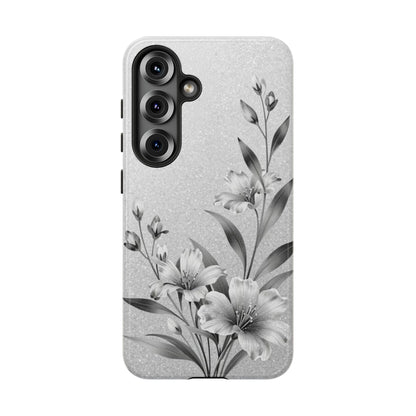 Floral Monochrome Phone Case — Elegant Black & White Lily Design