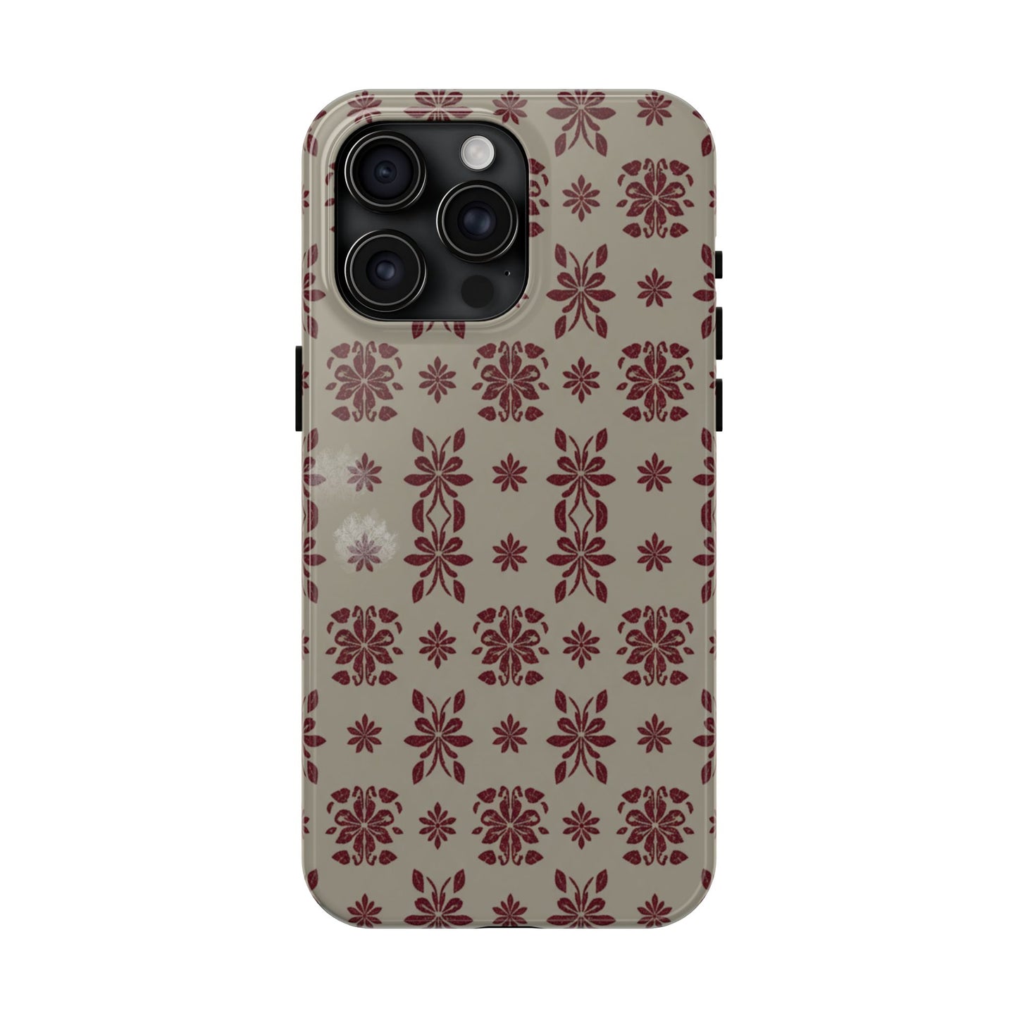 Tough Phone Case — Vintage Red Floral Pattern Protective Cover
