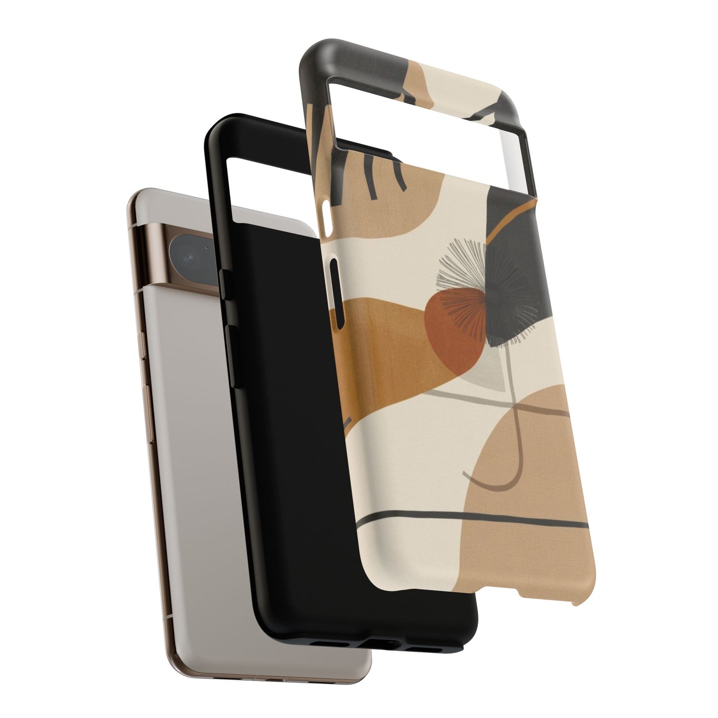 Abstract Earth Tone Phone Case — Mid-Century Minimalist Tough Case