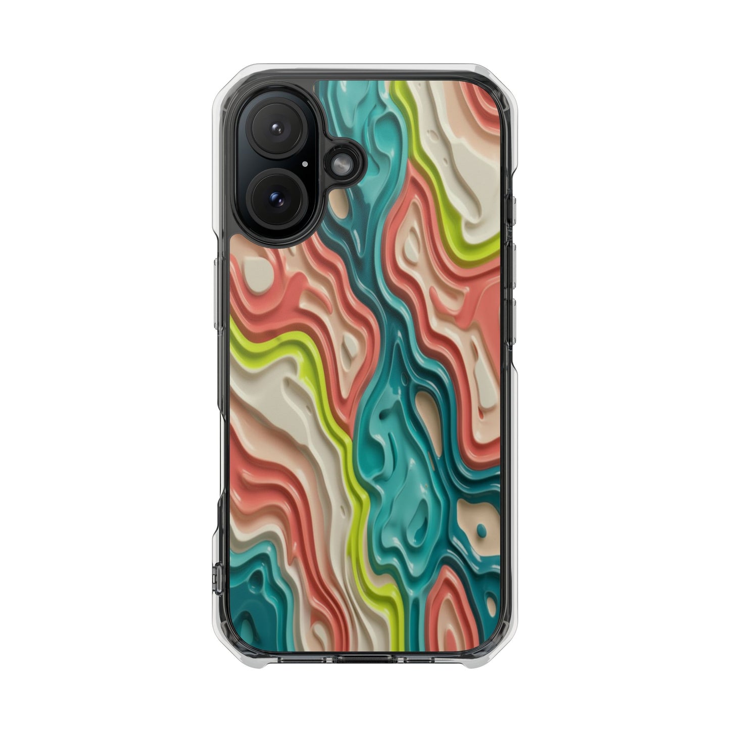 Clear Magnetic Phone Case — Colorful Abstract Layered Swirl Design