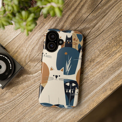 Cat Pattern Phone Case – Retro Abstract Cats Protective iPhone Cover