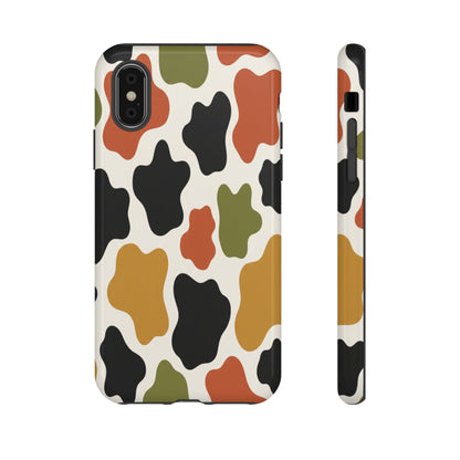 Camouflage Pattern Tough Phone Case – Retro Olive, Rust & Mustard Protective Cover