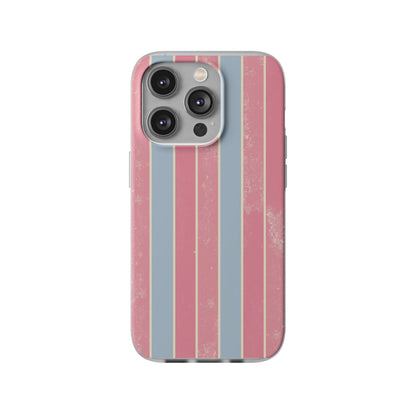 Striped Pink & Blue Phone Case — Retro Pastel Flexi Case