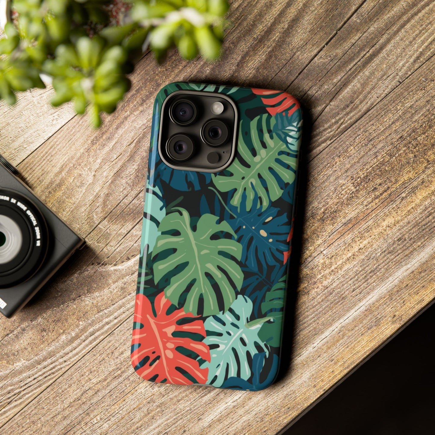 Tropical Monstera Phone Case — Colorful Leaf Protective Tough Case