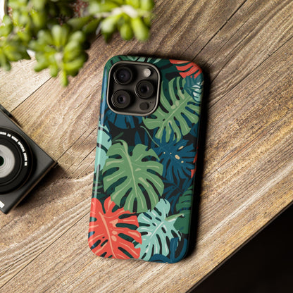 Tropical Monstera Phone Case — Colorful Leaf Protective Tough Case