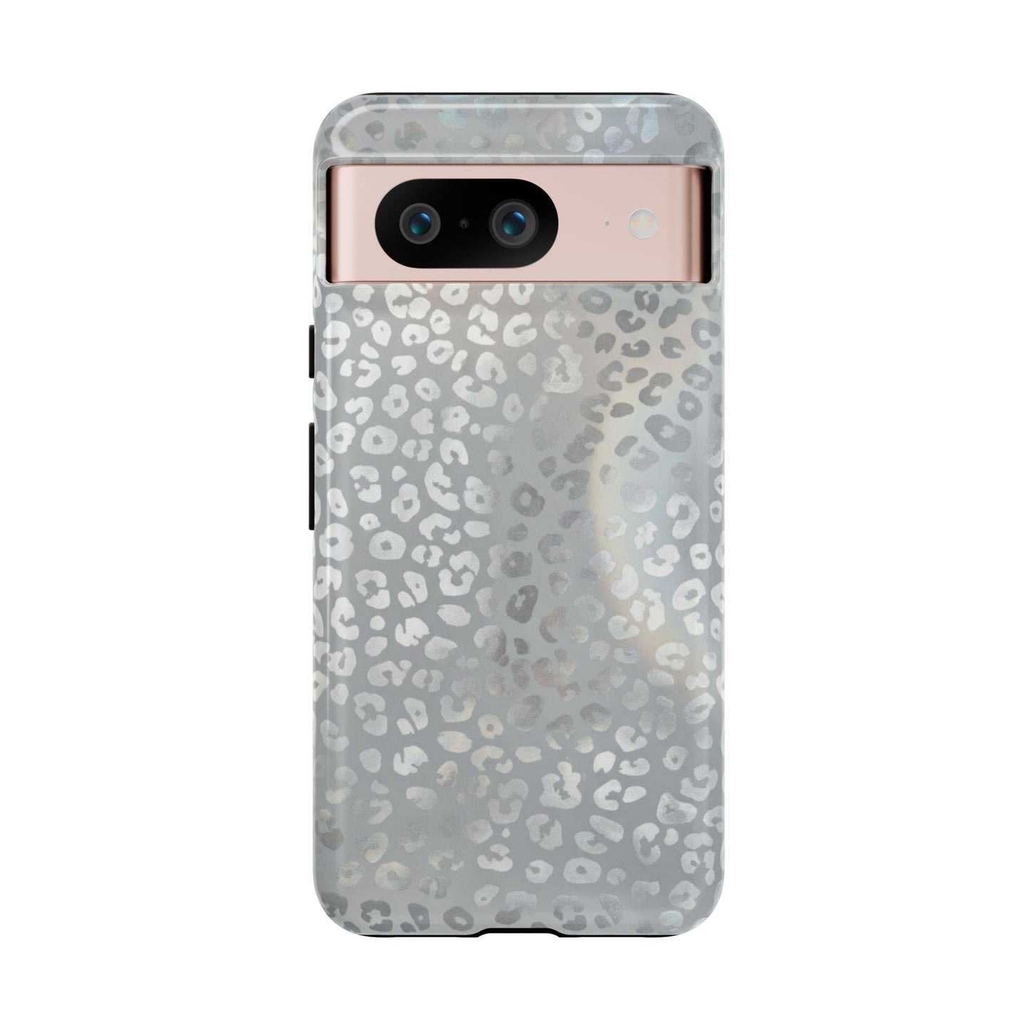 Grey Leopard Print Tough Phone Case — Durable Protective iPhone Cover