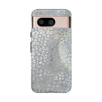 Grey Leopard Print Tough Phone Case — Durable Protective iPhone Cover