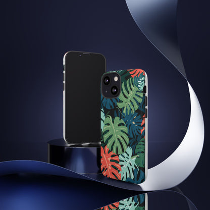 Tropical Monstera Phone Case — Colorful Leaf Protective Tough Case