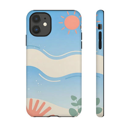 Beach Waves Tough Phone Case — Summer Sun & Seashell Protective Cover