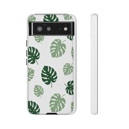 Monstera Leaf Tough Phone Case – Tropical Green Palm Pattern Protective Cover