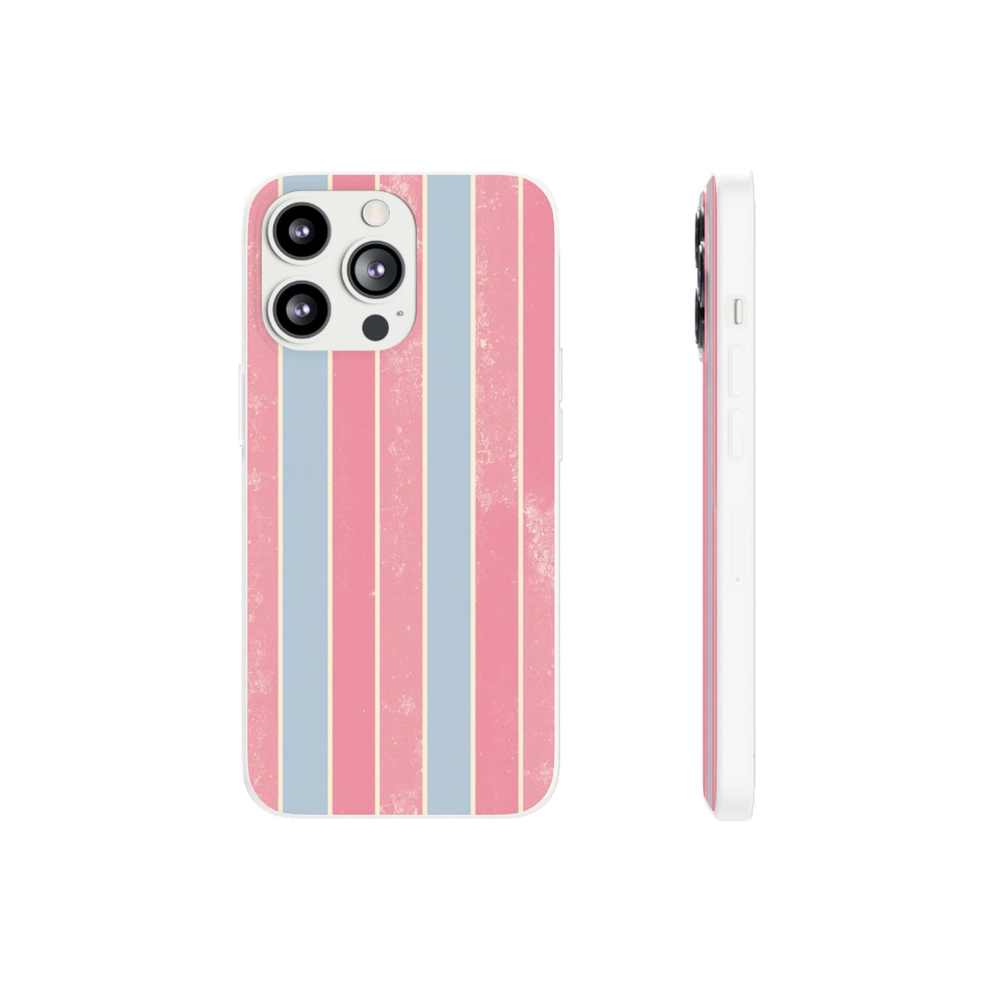 Striped Pink & Blue Phone Case — Retro Pastel Flexi Case