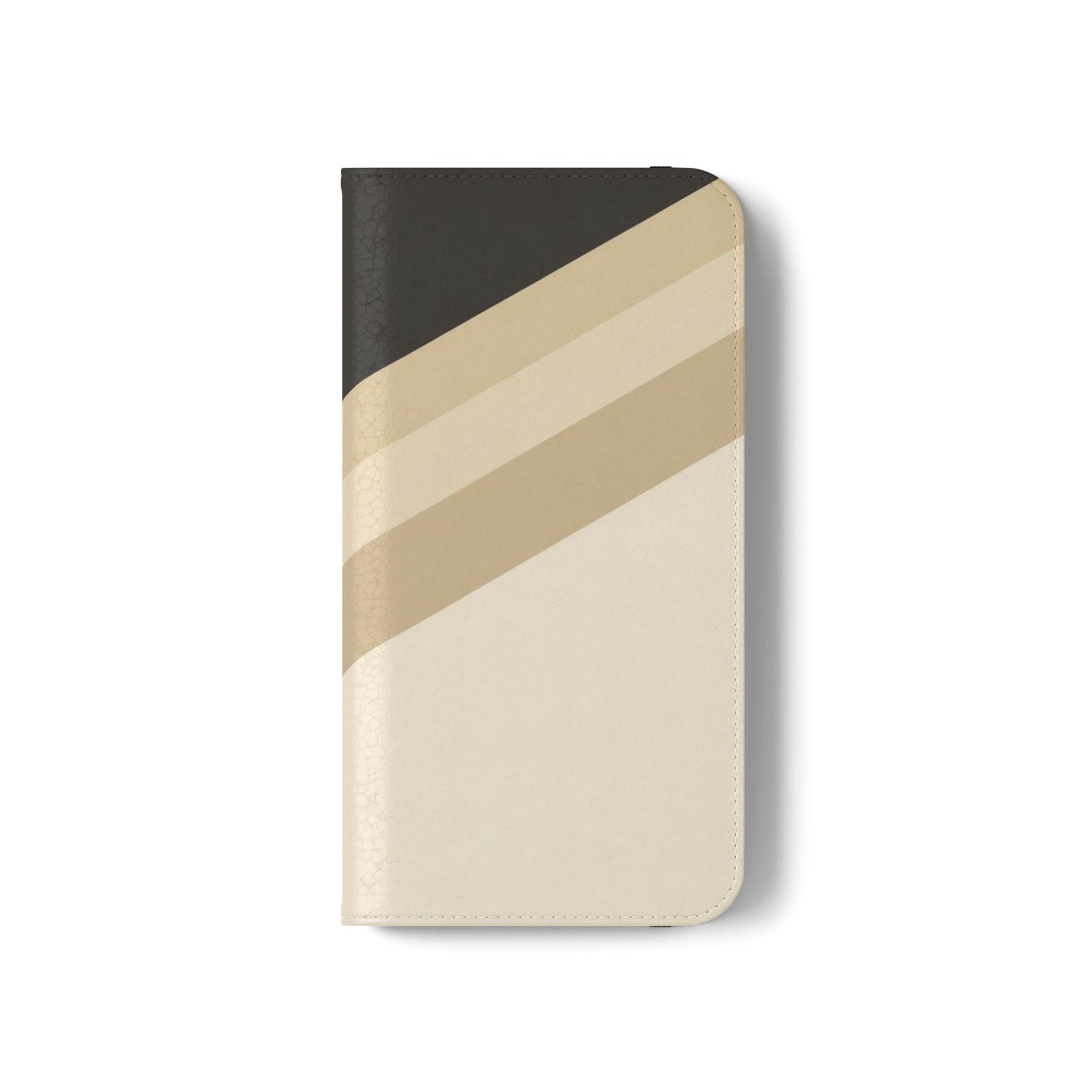 Retro Neutral Stripe Flip Phone Case — Wallet Folio with Card Slots