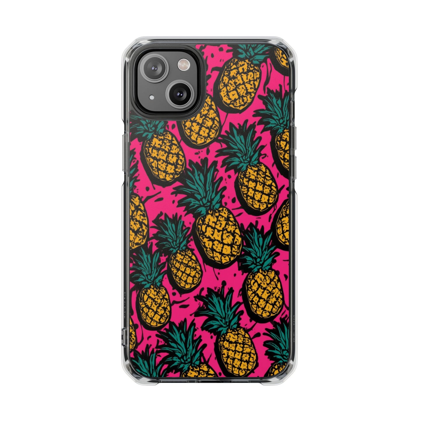 Pineapple Pop Clear Magnetic Phone Case — Impact-Resistant Tropical Design
