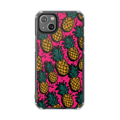Pineapple Pop Clear Magnetic Phone Case — Impact-Resistant Tropical Design