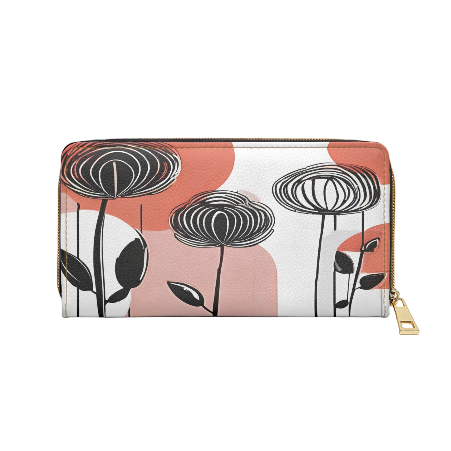 Women's Abstract Coastal Floral Wallet – Pink Neutrals for Everyday Chic