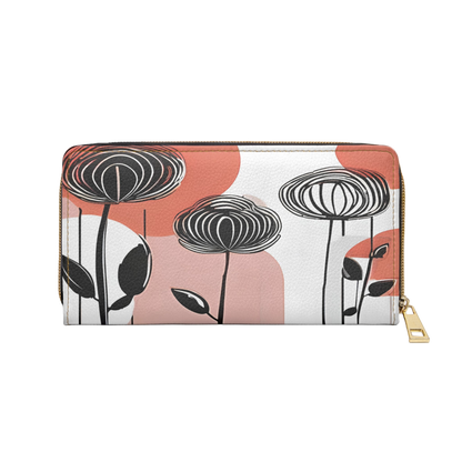 Women's Abstract Coastal Floral Wallet – Pink Neutrals for Everyday Chic