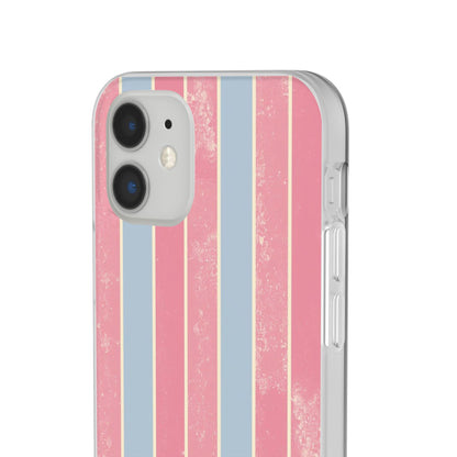 Striped Pink & Blue Phone Case — Retro Pastel Flexi Case
