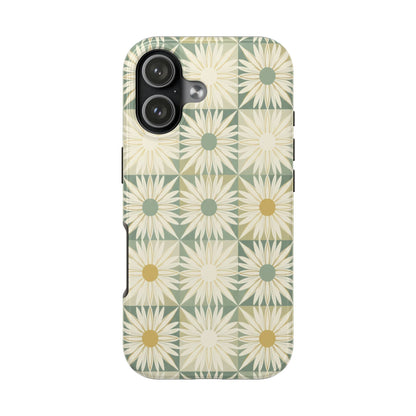 Retro Daisy Tough Phone Case — Vintage Floral Protective Cover for iPhone