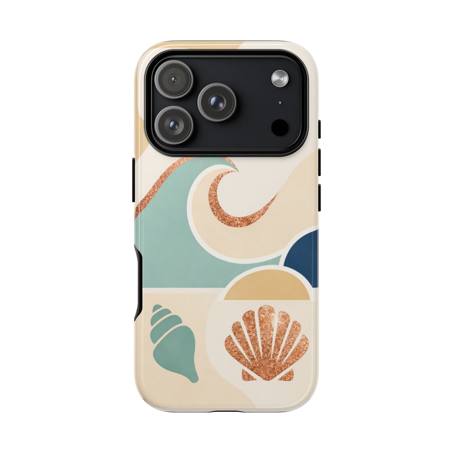 Sea Breeze Tough Phone Case — Retro Waves & Shells Design