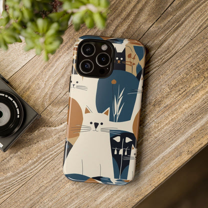Cat Pattern Phone Case – Retro Abstract Cats Protective iPhone Cover