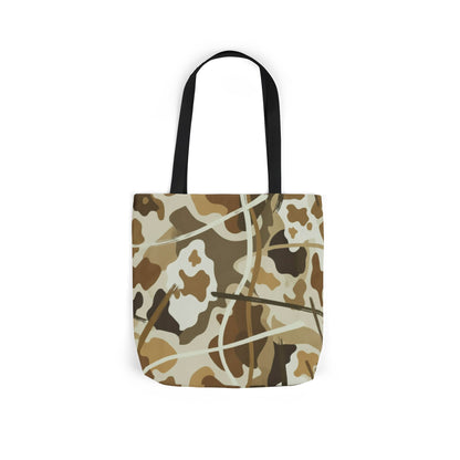 Camo Canvas Tote Bag — Beige Outdoor Pattern with 3 Color Straps