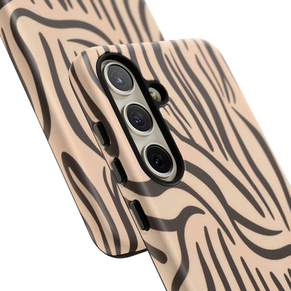 Zebra Stripe Tough Phone Case – Neutral Animal Print Protective Cover