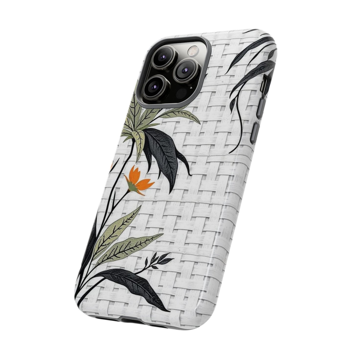 Floral Woven Tough Phone Case — Protective Botanical iPhone Cover