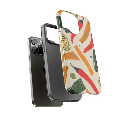Spicy Peppers Phone Case – Colorful Chili, Lime & Citrus Pattern