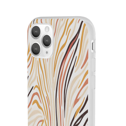 Marbled Neutral Stripe Phone Case — Abstract Beige & Terracotta Flexi Case