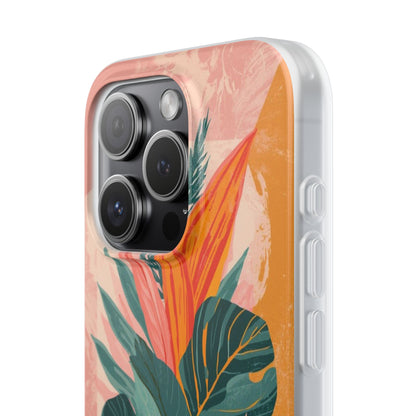 Tropical Botanical Phone Case — Pink & Orange Floral Flexi Case