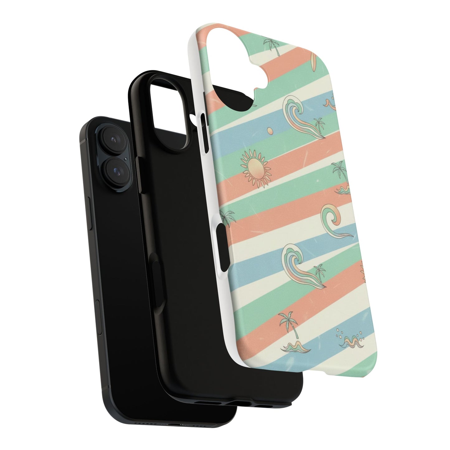 Surf Stripe Tough Phone Case — Retro Beach Waves Pattern