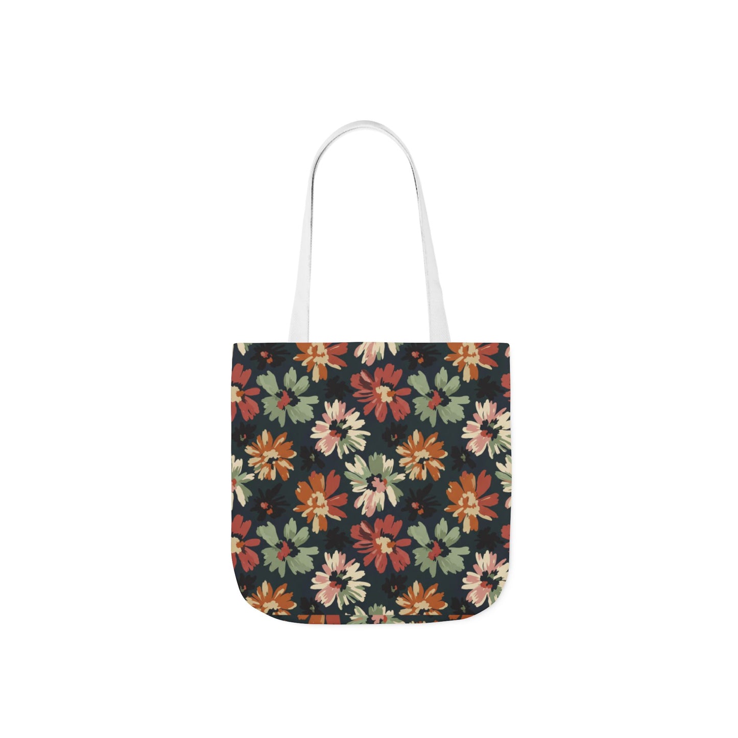 Floral Canvas Tote Bag — Vintage Autumn Daisy Print