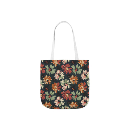 Floral Canvas Tote Bag — Vintage Autumn Daisy Print