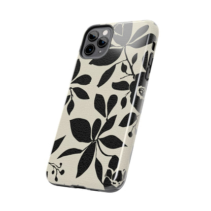 Tough Phone Case — Black Floral Silhouette Protective Cover
