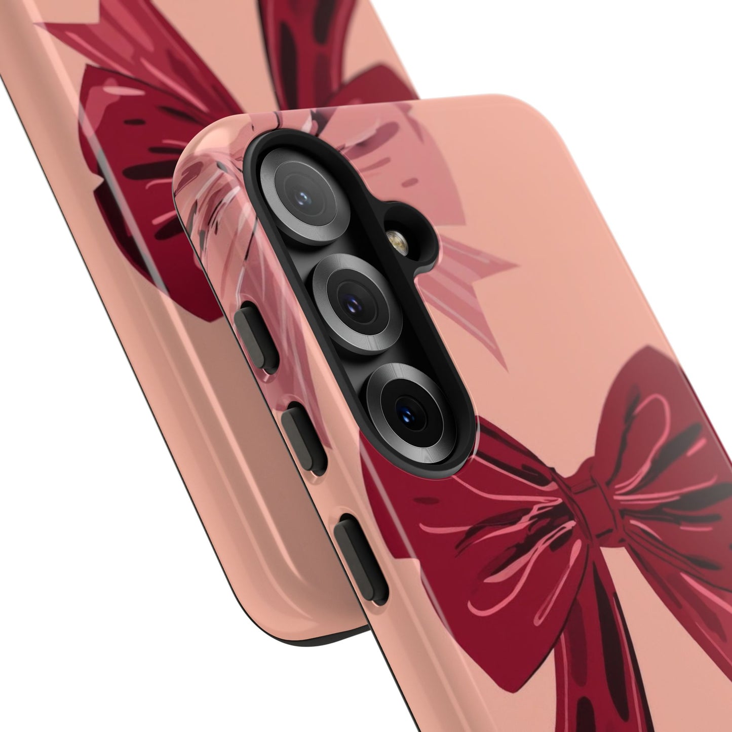 Bow Pattern Tough Phone Case — Pink, Red & Black Decorative Bows