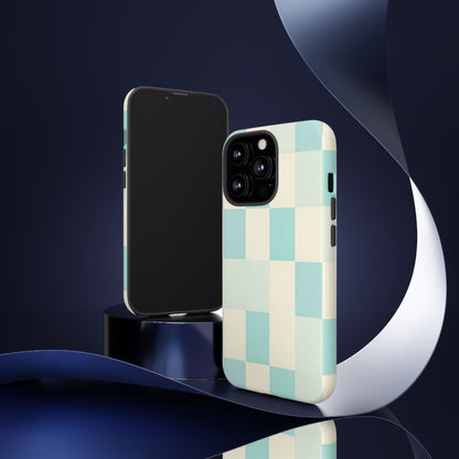 Pastel Checkerboard Tough Case – Mint & Cream Protective Phone Cover