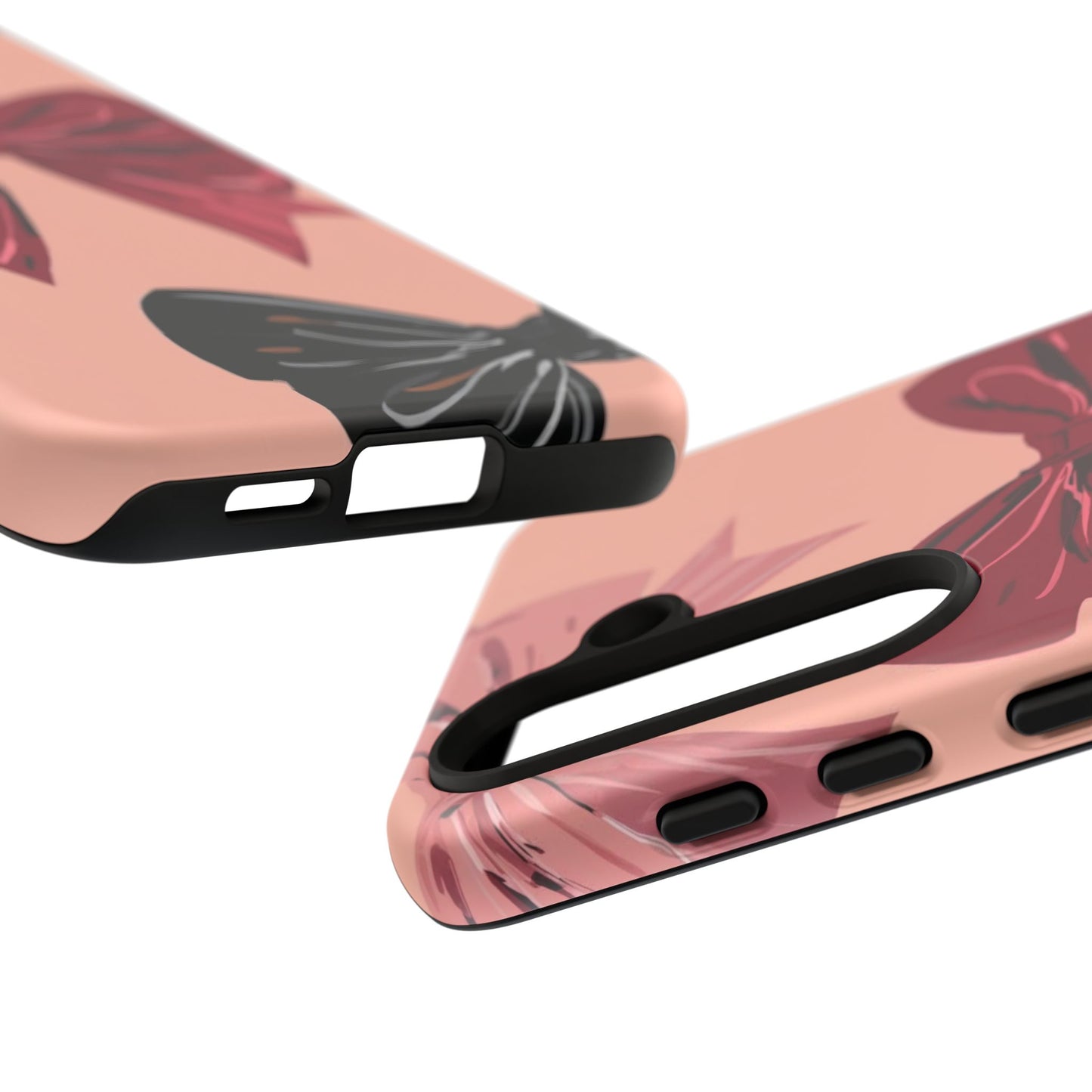 Bow Pattern Tough Phone Case — Pink, Red & Black Decorative Bows