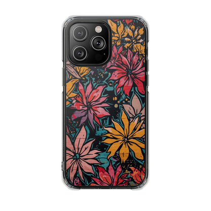 Clear Impact Phone Case — Vibrant Floral Poinsettia Design (Magnetic)