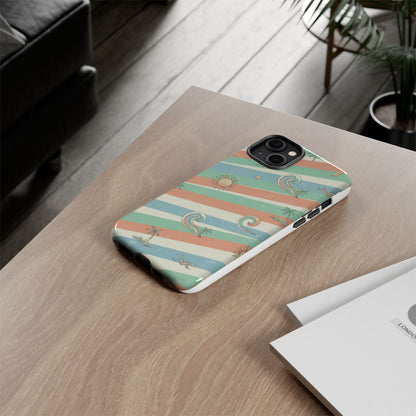 Surf Stripe Tough Phone Case — Retro Beach Waves Pattern
