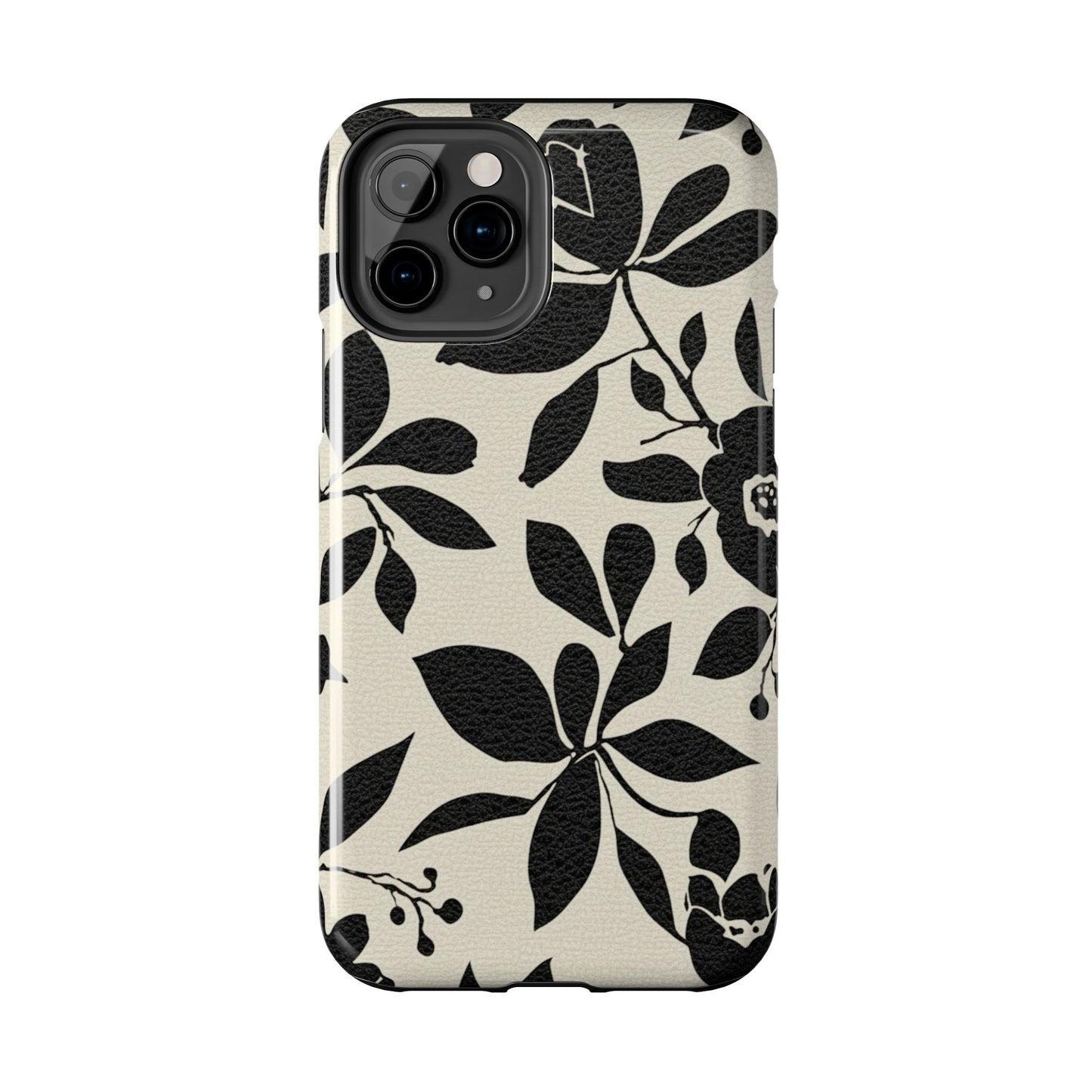 Tough Phone Case — Black Floral Silhouette Protective Cover