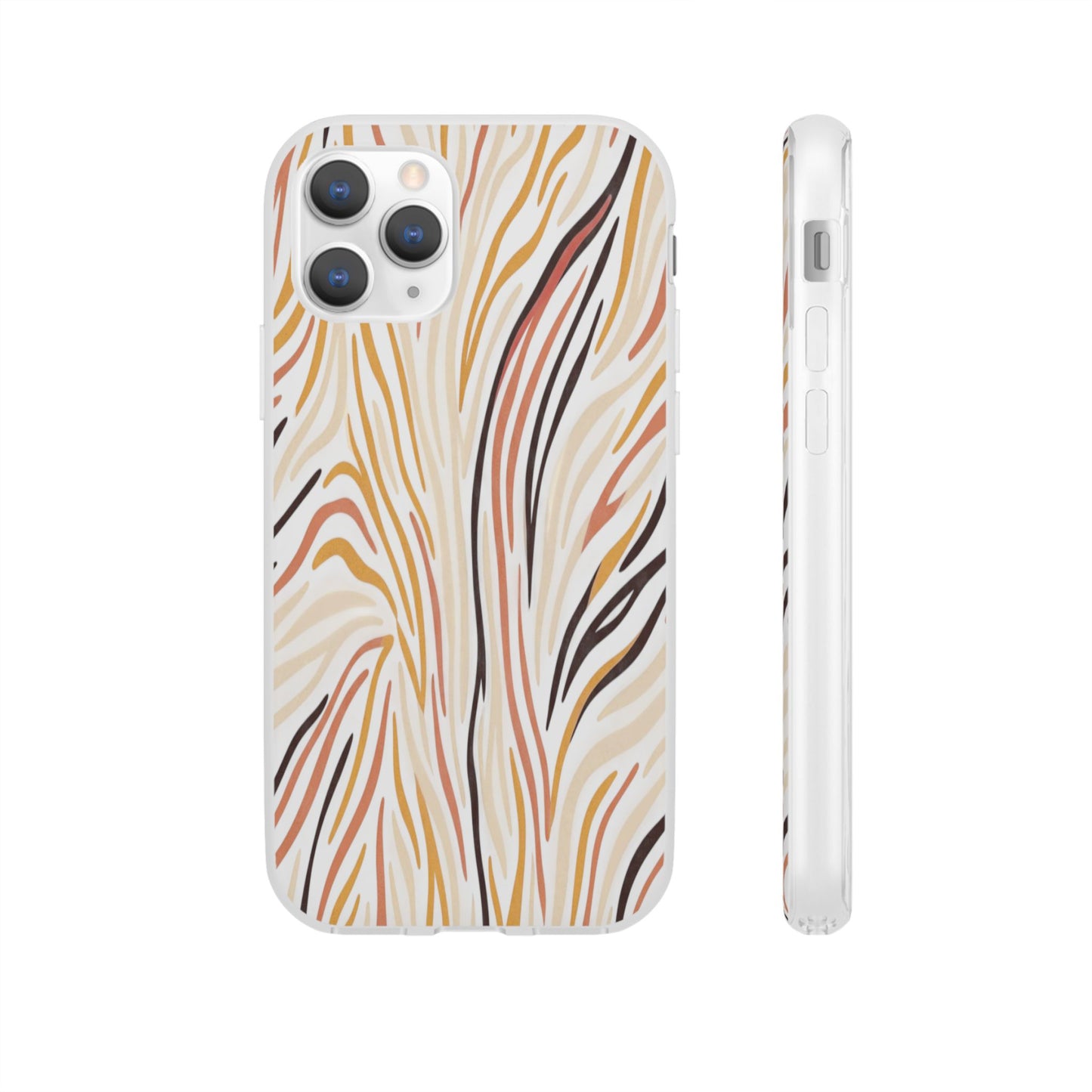 Marbled Neutral Stripe Phone Case — Abstract Beige & Terracotta Flexi Case