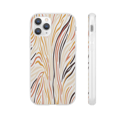 Marbled Neutral Stripe Phone Case — Abstract Beige & Terracotta Flexi Case