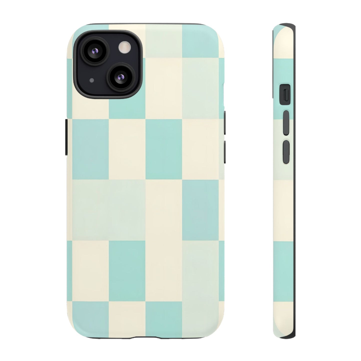 Pastel Checkerboard Tough Case – Mint & Cream Protective Phone Cover