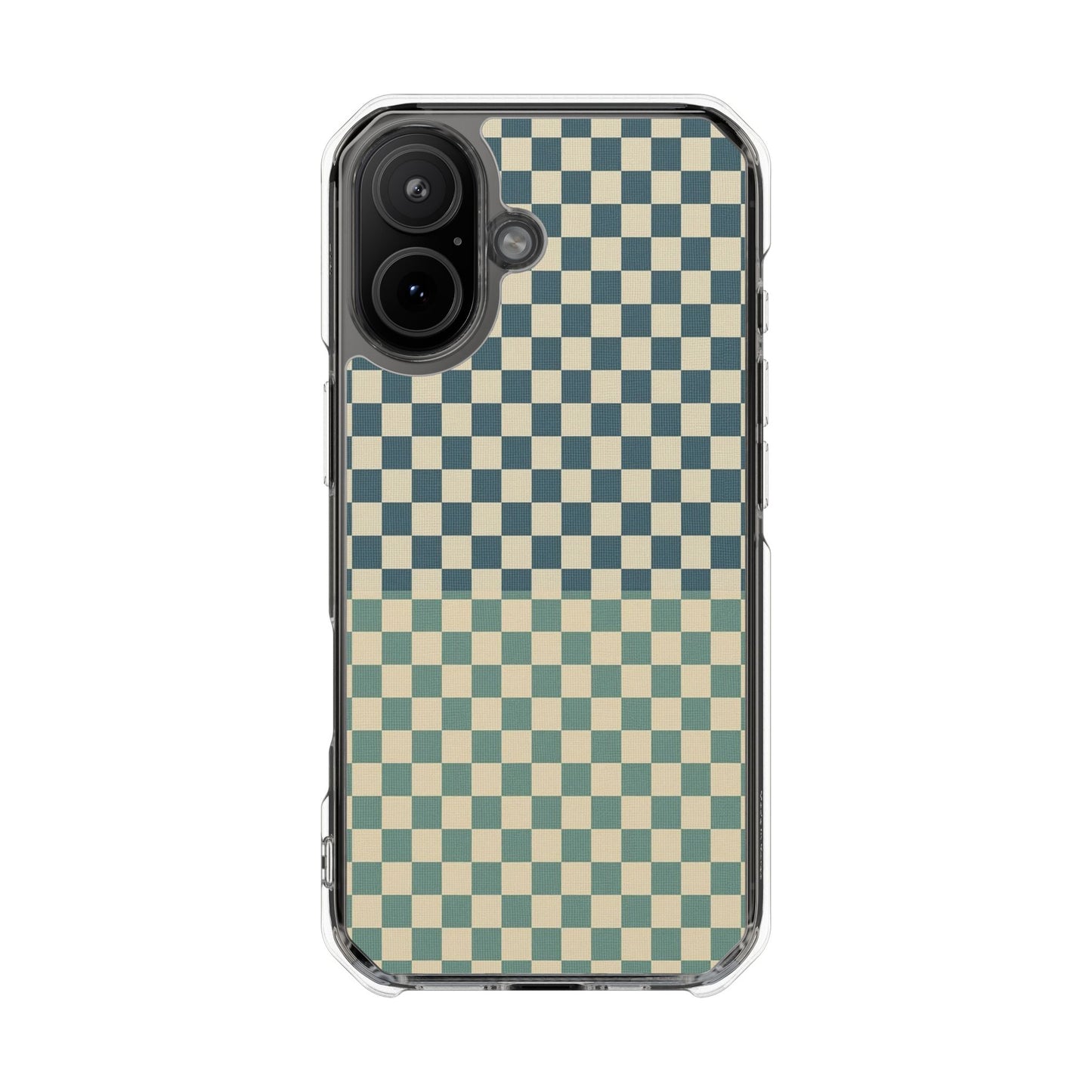 Clear Magnetic Phone Case — Vintage Green Checkerboard Protective Cover