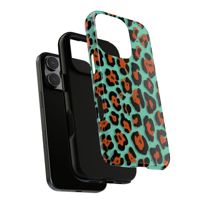 Teal & Rust Leopard Phone Case — Tough Protective Animal Print
