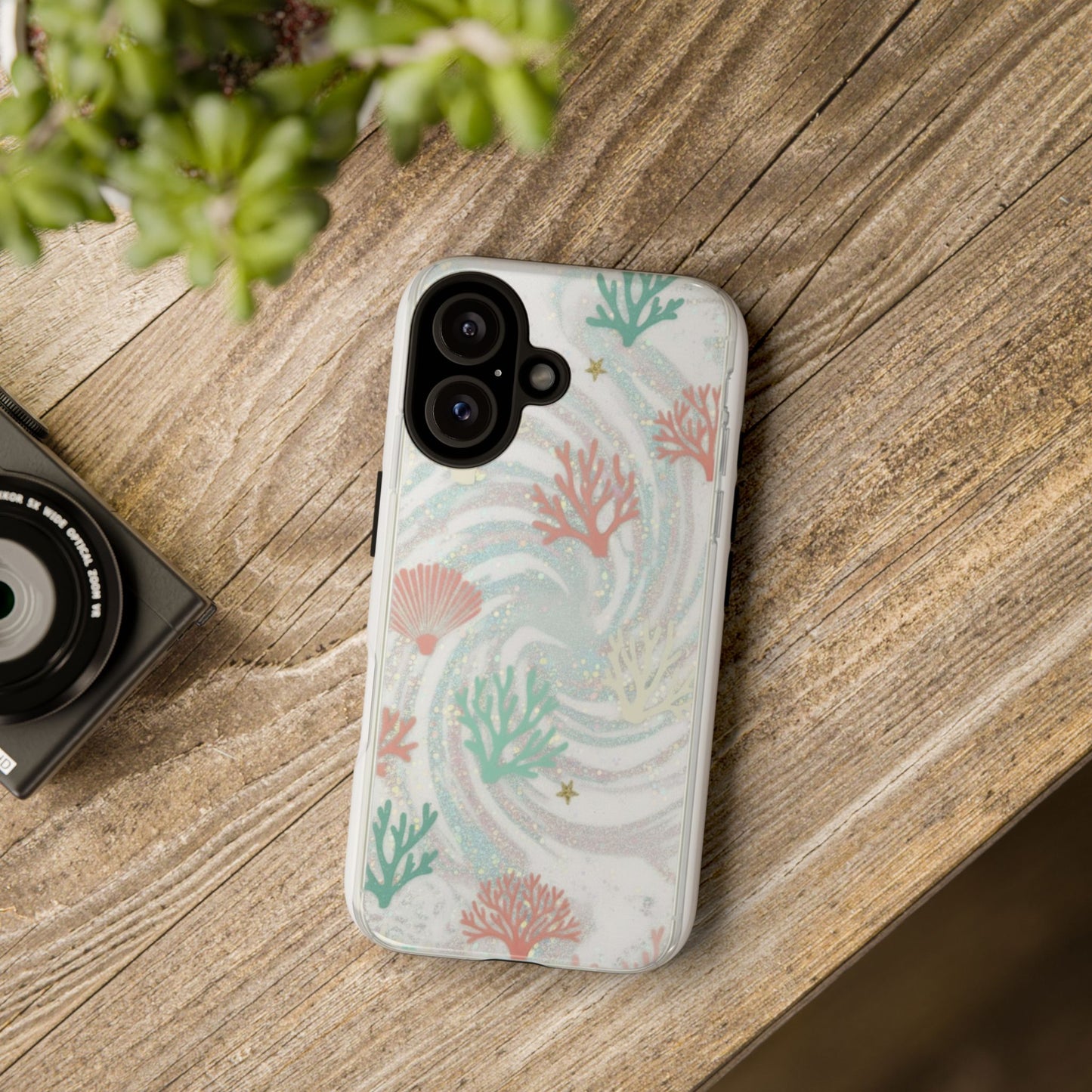 Seafoam Coral Tough Phone Case - Pastel Ocean Wave Design