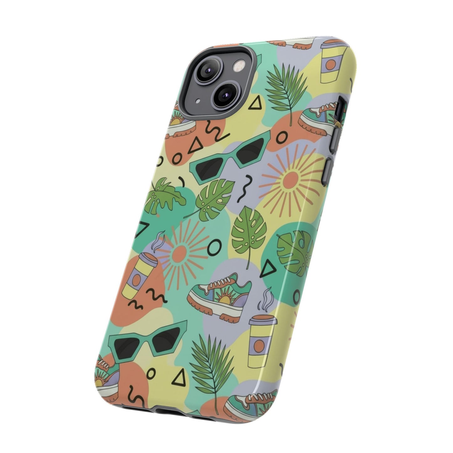 Tropical Summer Phone Case — Retro Sunglasses, Sneakers & Palm Pattern