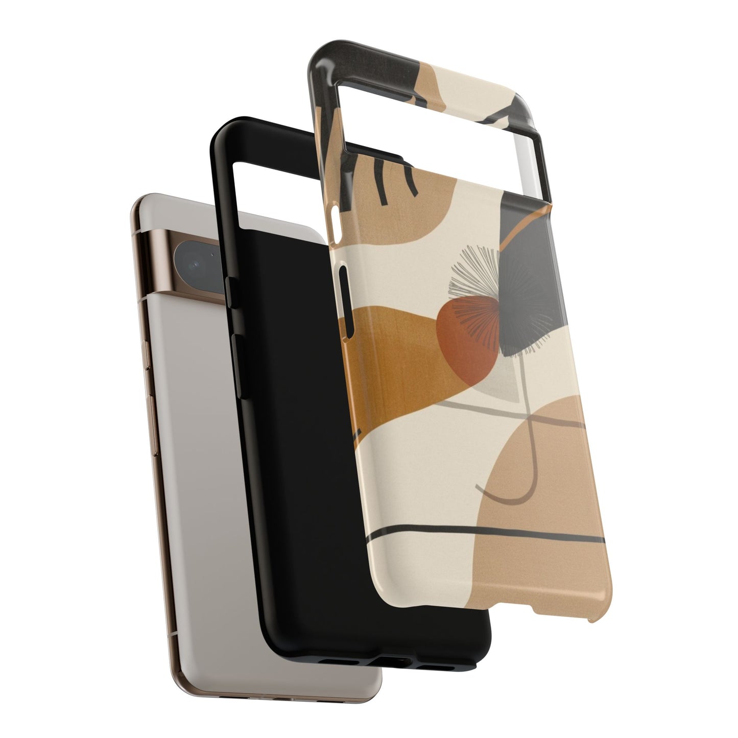 Abstract Earth Tone Phone Case — Mid-Century Minimalist Tough Case