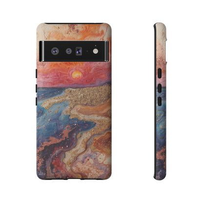 Sunset Coast Phone Case — Colorful Abstract Beach Art Tough Case