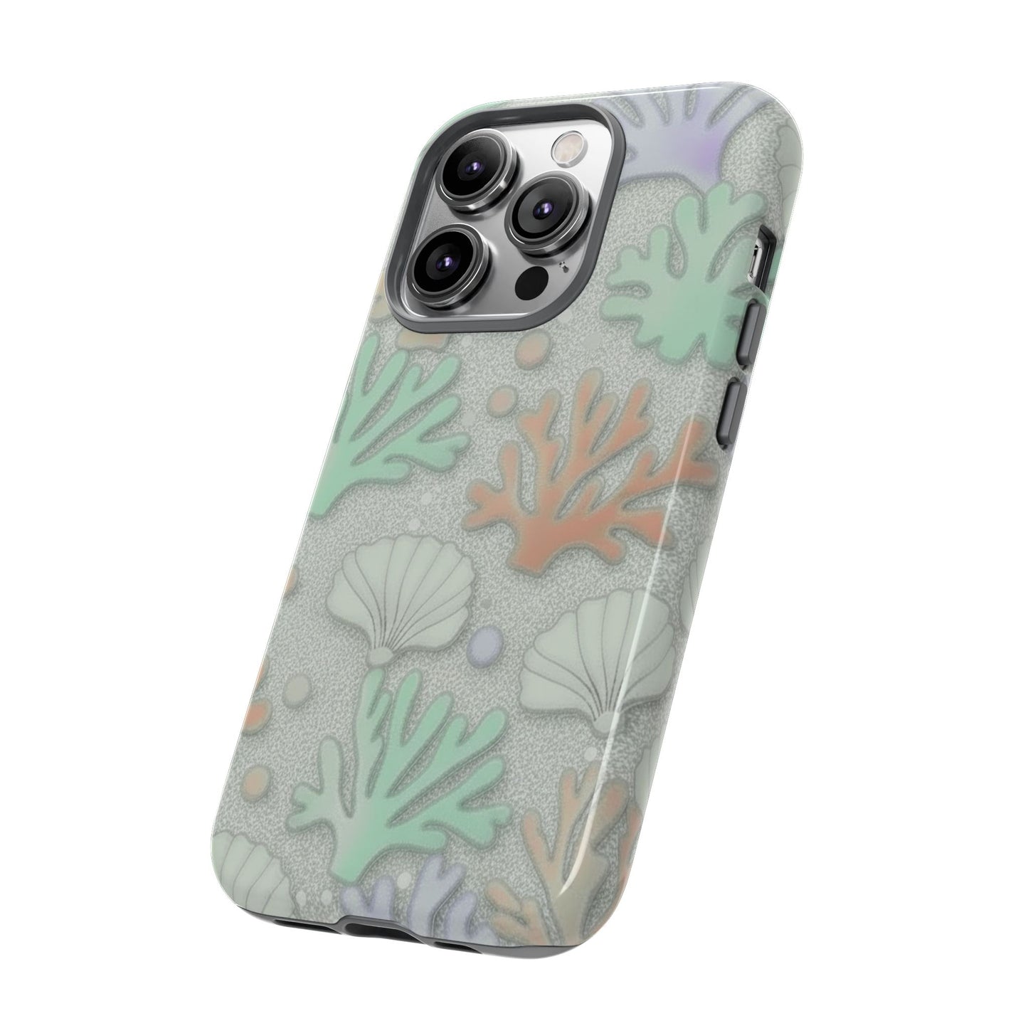 Pastel Coral Reef Tough Phone Case – Sea Shell & Coral Pattern Durable Protector